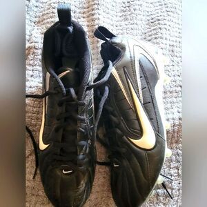 Nike Black and Silver Football Cleats